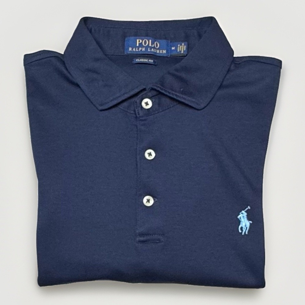 Polo Ralph Lauren Pima Soft Touch Navy Polo Shirt Men's Medium Classic Fit EUC